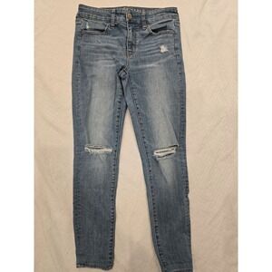 American Eagle super stretch jeans: jegging fit, distressed Women's 6 reg